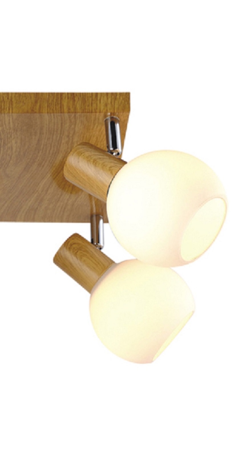 Lampa sufitowa z drewnianą podsufitką i regulacją kąta świecenia