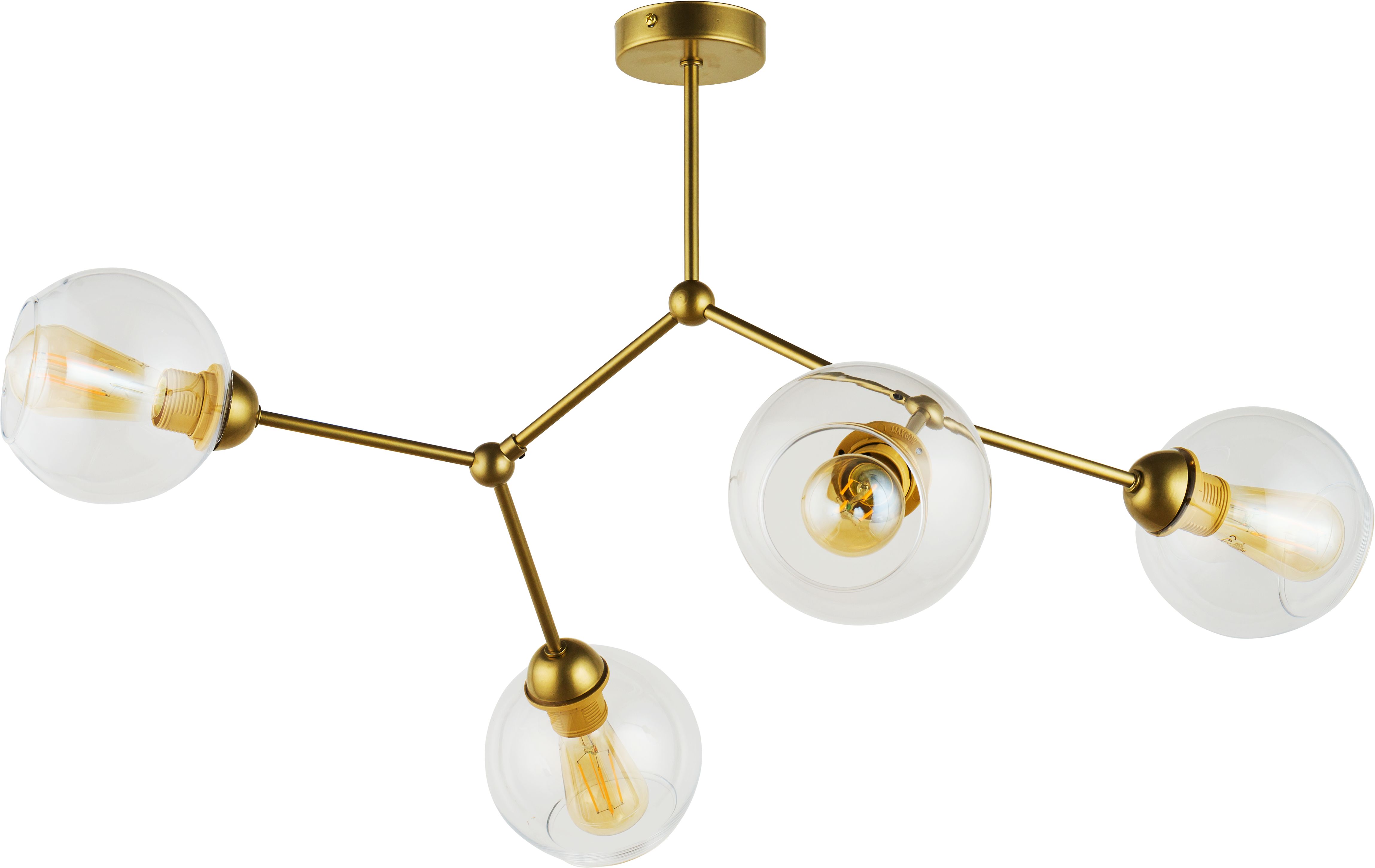 Złota lampa molekularna z przezroczystymi kloszami