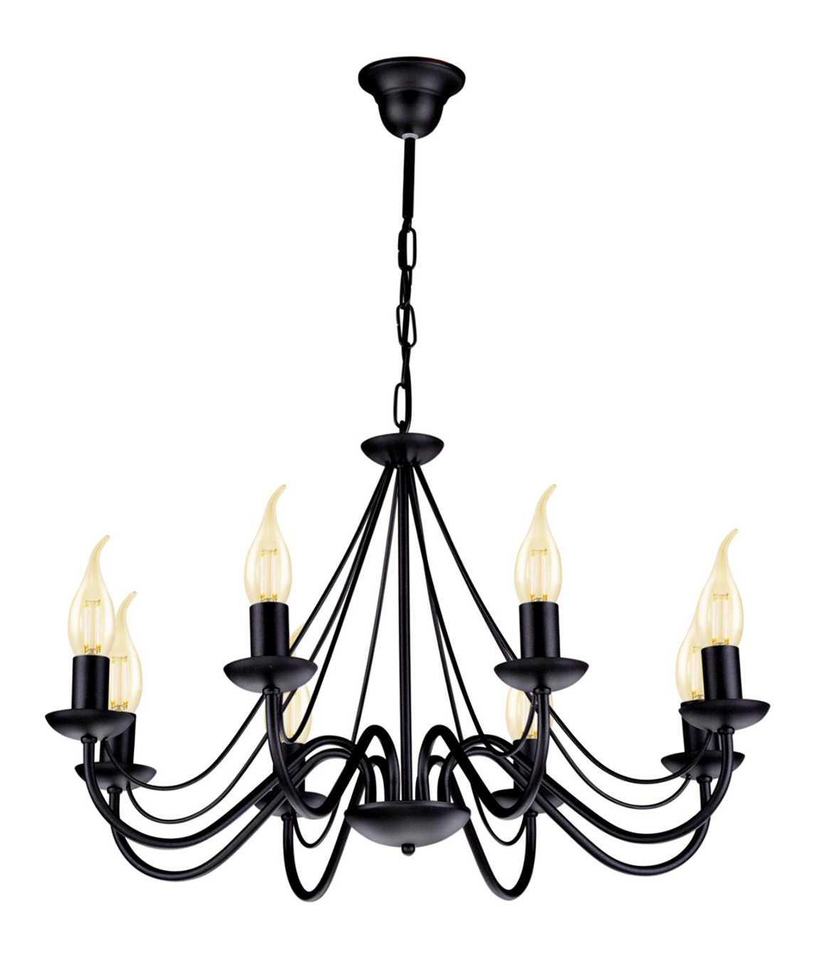 Czarny żyrandol w stylu klasycznym w kształcie świecznika
