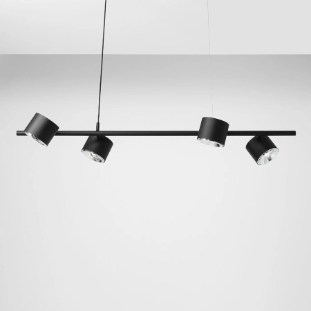 Żyrandol czarny z ruchomymi reflektorami do salonu 1047L z serii BOT 5