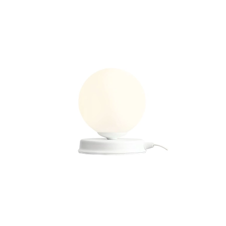 Mała biała lampka biurkowa na szafkę nocną E14 1076B_S z serii BALL