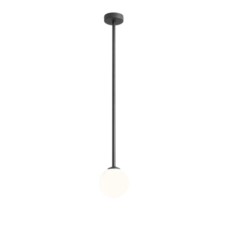 Długa czarna lampa sufitowa z mlecznym kloszem 1080PL_G1_L serii PINNE