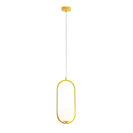 Ozdobna, żółta lampa wisząca z białą kulą 1086G14 z serii RIVA