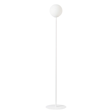 Biała, klasyczna lampa podłogowa z kulą 1080A z serii PINNE