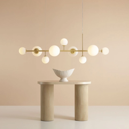 Szeroka, stylowa lampa wisząca nad stół w salonie 1092N40 z serii DIONE 4