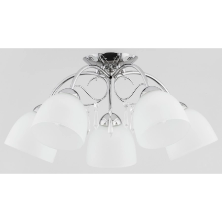 Lampa sufitowa w chromie, 5 białych kloszy AL 27715 z serii NATA
