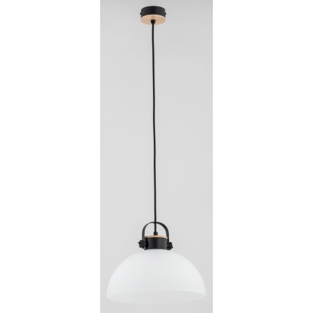 Czarna lampa wisząca z drewnianymi akcentami AL 60605 z serii BOLO