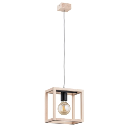 Lampa wisząca z drewnianym, geometrycznym kloszem AL 61165 z serii PAKO