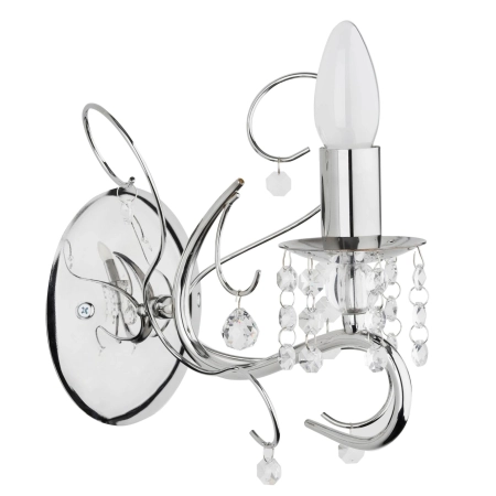 Srebrny, świecznikowy kinkiet z kryształkami AL 91512 z serii SOREL