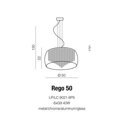 Lampa wisząca/plafon z transparentnym szklanym kloszem AZ1000 z serii Rego 50cm - wymiary