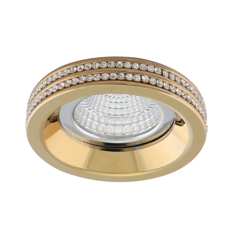 Złota, okrągłe oczko podtynkowe z kryształkami AZ1459 z serii EVA