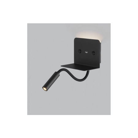Czarny kinkiet z półką USB LED regulowane ramię AZ3201 z serii VERA 2