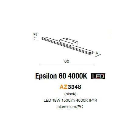 Czarna nowoczesna lampa ścienna LED do łazienki AZ3348 z serii EPSILON - wymiary