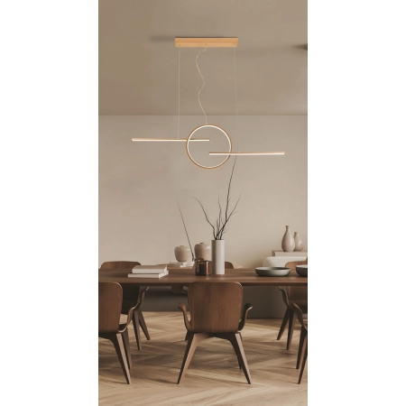 Złota, geometryczna lampa LED nad wyspę kuchenną AZ5258 z serii LAUREN - wizualizacja