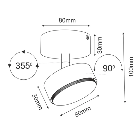 Punktowy kinkiet reflektor do salonu ⌀10cm GX53 BR 2291 z serii DROP MOVE - wymiary