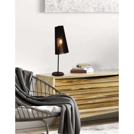 Lampka stołowa drewniana czarna do sypialni LEDEA 50501032 z serii OSAKA 2