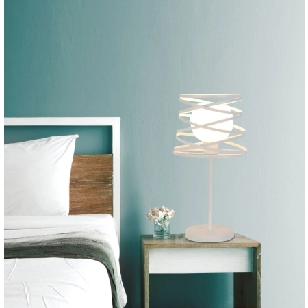 Lampka stołowa dekoracyjna biała do sypialni LEDEA 50501062 z serii AKITA 2