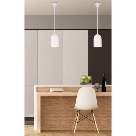 Lampa wisząca biała z wąskim kloszem do kuchni LEDEA 50101184 z serii OSS 2