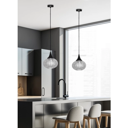 Lampa wisząca czarna z kloszem do kuchni LEDEA 50101275 z serii EXETER 2