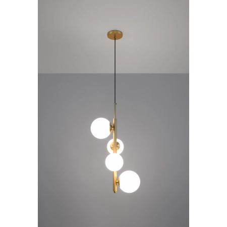 Złota, dekoracyjna lampa wisząca do salonu 34-01559 z serii CORDEL 3