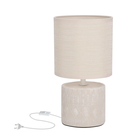 Beżowa, klasyczna lampka stołowa, do sypialni 41-24404 z serii DINA