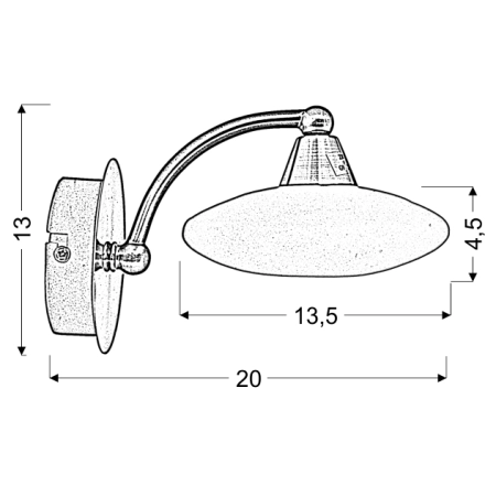 Stylowa lampa ścienna ze spłaszczonym kloszem 21-05857 z serii ELISA - wymiary