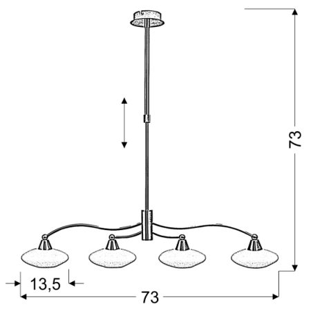 Lampa wisząca na sztywnym zwisie, do sypialni 34-05994 z serii ELISA - wymiary