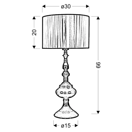 Elegancka lampka stołowa w stylu dark glamour 41-21338 z serii GILLENIA - wymiary