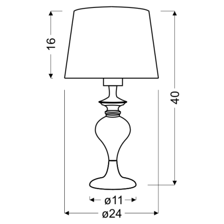 Lampka stołowa na chromowanej podstawie 41-21413 z serii GILLENIA - wymiary