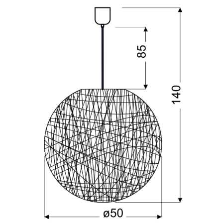 Lampa wisząca z plecionym, kulistym abażurem 31-26906 z serii CARUBA - wymiary