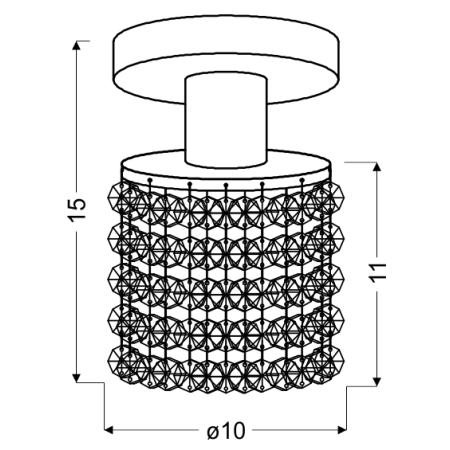 Punktowa lampa sufitowa z czarnymi kryształkami 91-35915 z serii ROYAL - wymiary
