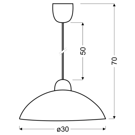 Retro lampa wisząca z kloszem z motywem liści 31-49929 z serii BERIS - wymiary