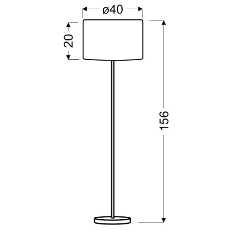 Klasyczna, prosta lampa podłogowa z abażurem 51-56705 z serii TIMBER - wymiary