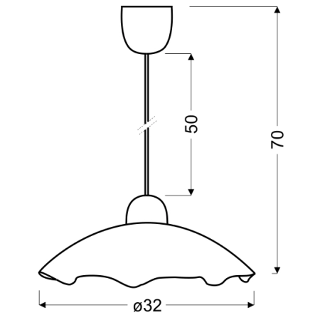 Lampa wisząca z kloszem z giętego szkła, do kuchni 31-63024 z serii DAMA - wymiary