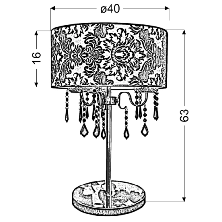 lampka stołowa / nocna 43-80540 z serii ASTOR - wymiary