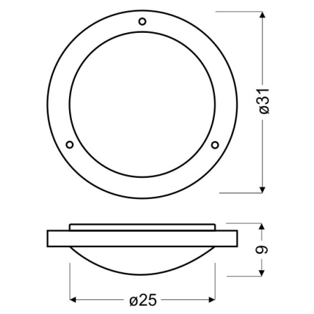 Okrągły plafon łazienkowy w kolorze patyny 13-89345 z serii AQUILA - wymiary
