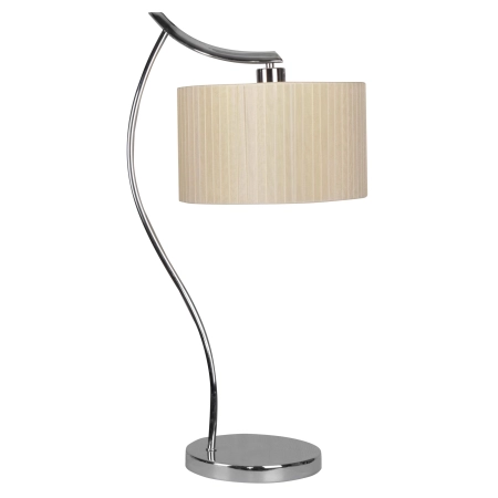 Chromowana lampka stołowa z kremowym abażurem 41-04239 z serii DRAGA