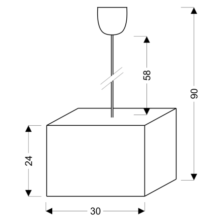 Lampa wisząca z brązowym, kwadratowym abażurem 31-06110 z serii BASIC - wymiary