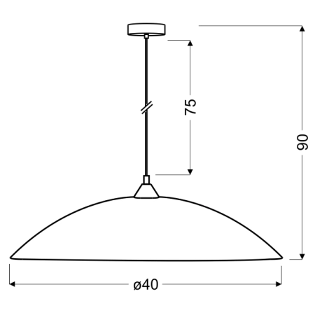 Lampa wisząca z szerokim kloszem z motywem gałązek 31-09265 z serii BRAGA - wymiary