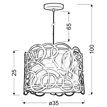 Unikalna lampa wisząca na regulowanym zwisie 31-21472 z serii IMAGINE - wymiary