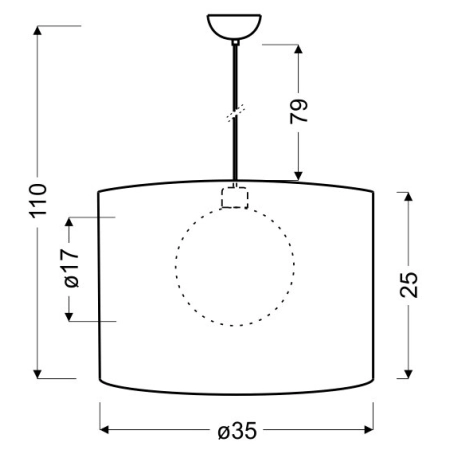 Lampa wisząca z półprzezroczystym abażurem 31-24916 z serii CHICAGO - wymiary