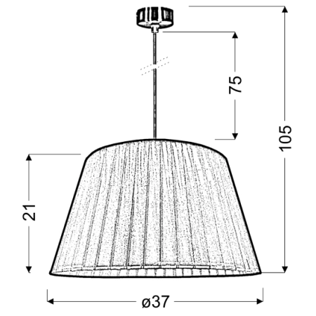 Abażurowa lampa wisząca na regulowanym zwisie 31-27092 z serii TIZIANO - wymiary
