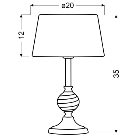 lampka stołowa / nocna 41-34618 z serii FERO - wymiary