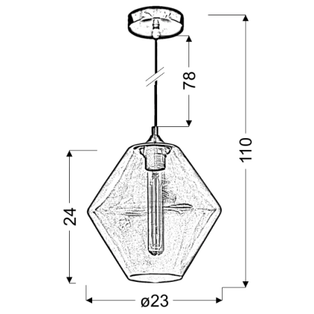 Geometryczna lampa wisząca z żarówką w zestawie 31-36353 z serii BREMEN - wymiary