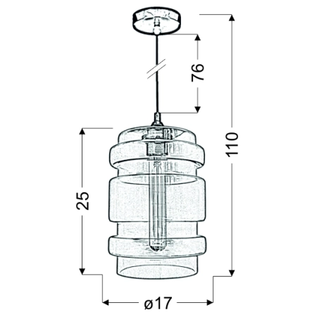 Dekoracyjna lampa wisząca z żarówką E27 31-36650 z serii DECORADO - wymiary