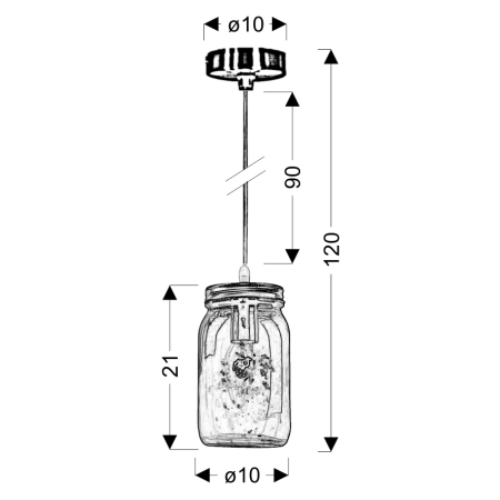 Fioletowa, ozdobna lampa wisząca do jadalni 31-42958 z serii JARS - wymiary