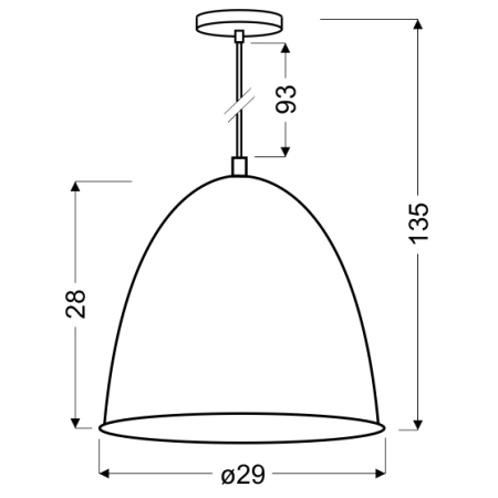 Lampa wisząca z kloszem w stylu industrialnym 31-43184 z serii PATCH - wymiary