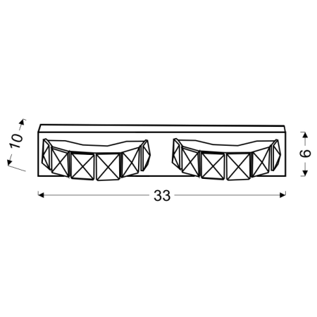 Kryształowy kinkiet z dwoma ringami, nad łóżko 22-45300 z serii SHIPI - wymiary
