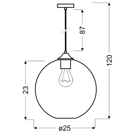 Lampa wisząca z czerwonym, okrągłym kloszem 31-21410-Z z serii EDISON - wymiary
