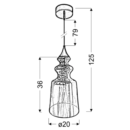 Lampa wisząca z ozdobnym kloszem, do jadalni 31-51837 z serii OXELO - wymiary